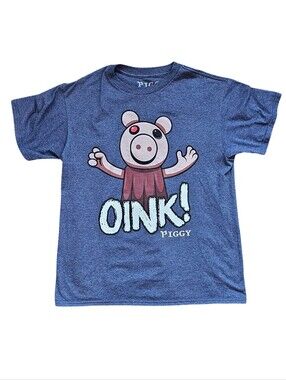Piggy “OINK!” Boys Graphic T-Shirt Blue XL (18/20) Gamer Roblox Tee